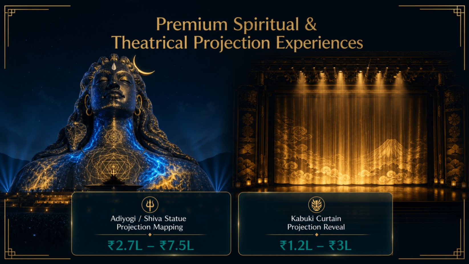 Temple Projection Mapping before and after comparison