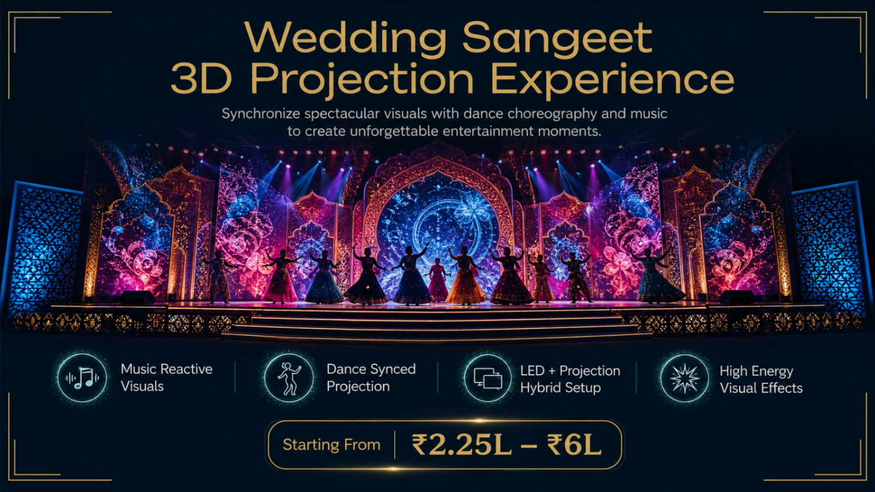 Sangeet Projection Mapping before and after comparison